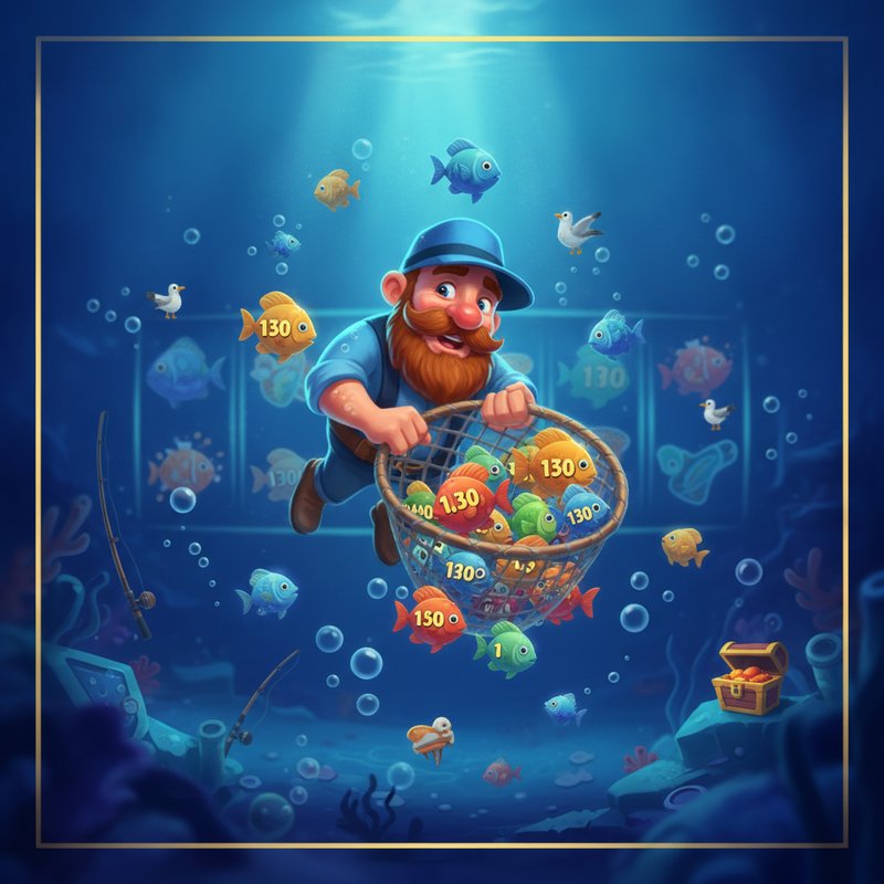 Fishin Frenzy free spins round with fisherman wild collecting fish prize values on screen