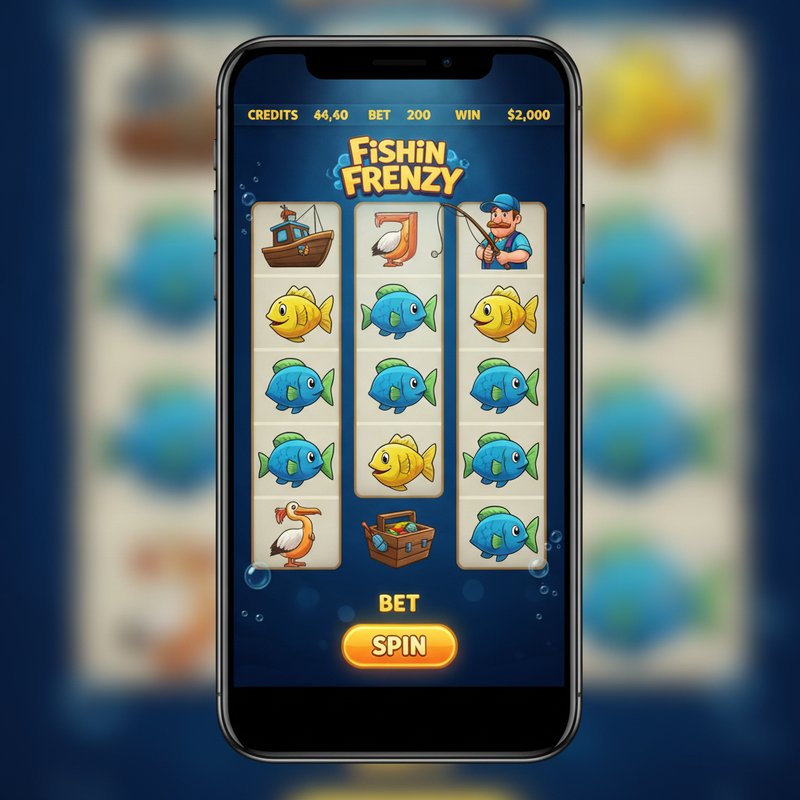 Fishin Frenzy slot by Real Time Gaming running on a mobile device in portrait mode